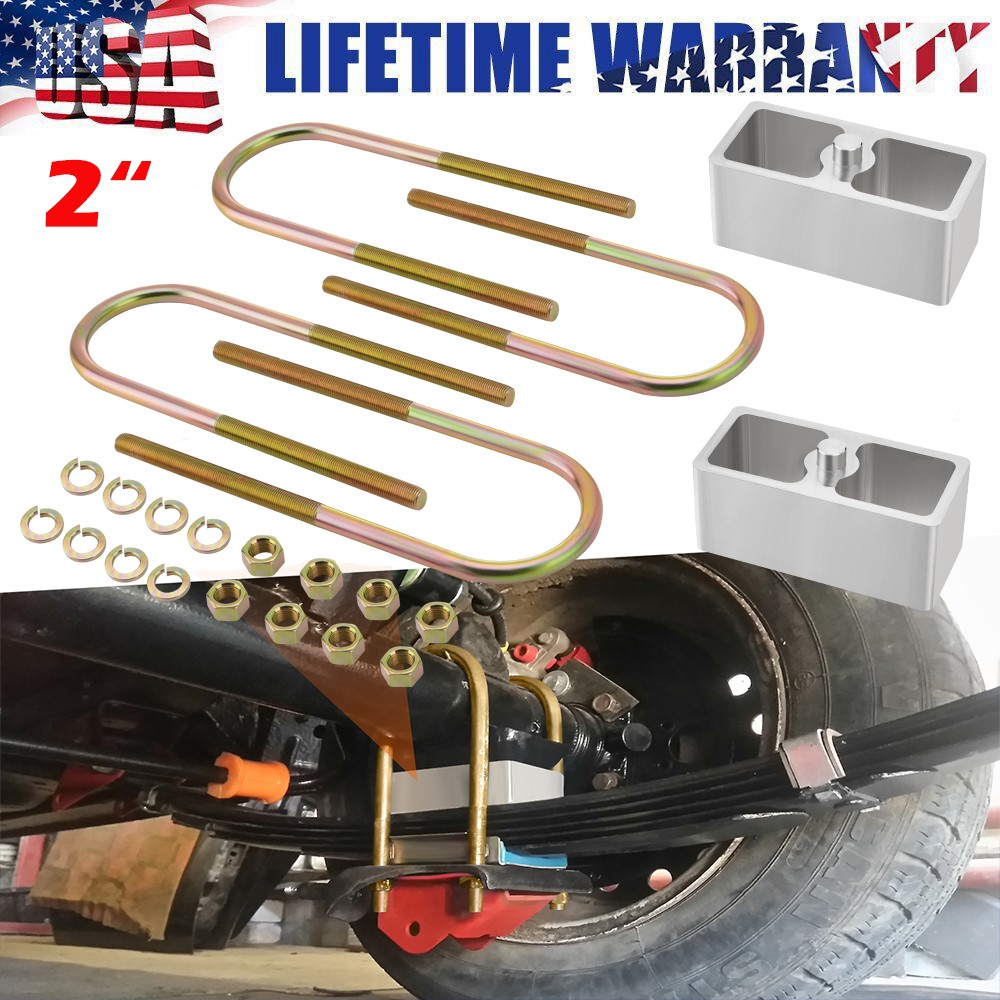 Universal Leaf Spring Lowering Block Kit 2"inch Drop with U-Bolts Hardware