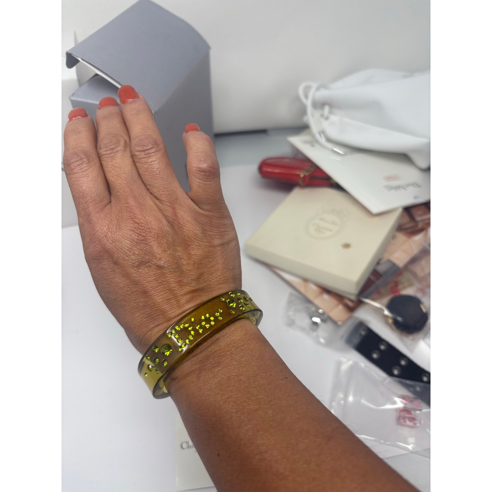 Christian Dior Boutique Paris resin cuff bracelet, likely from the early 2000s c