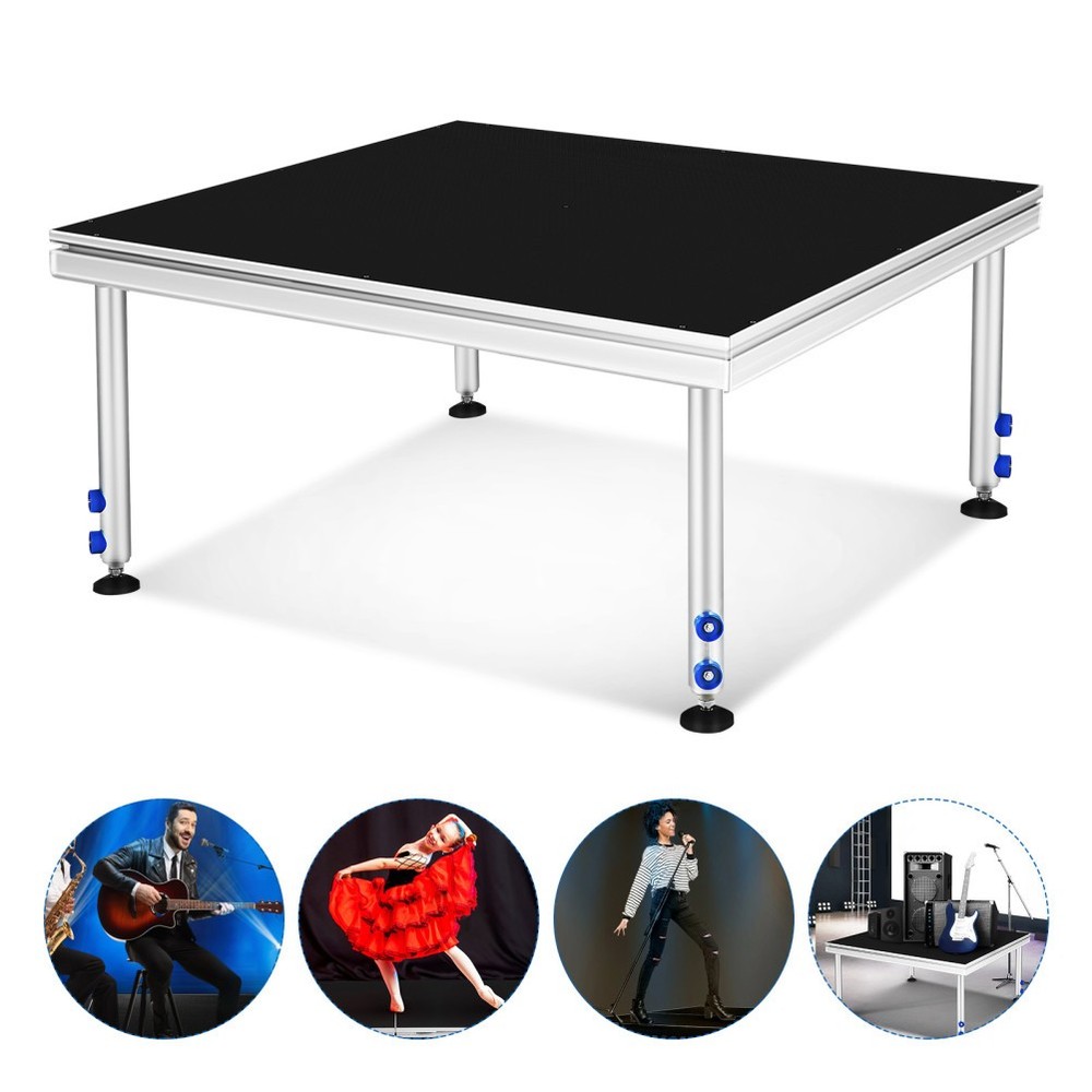 Portable Stage 4x4 ft Aluminum Performance Deck 24"-40" Adjustable Height Risers