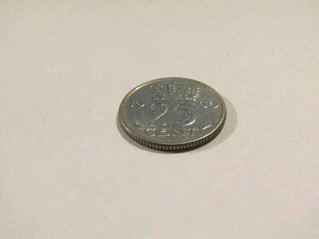 Netherlands 1950 25 Cents Coin