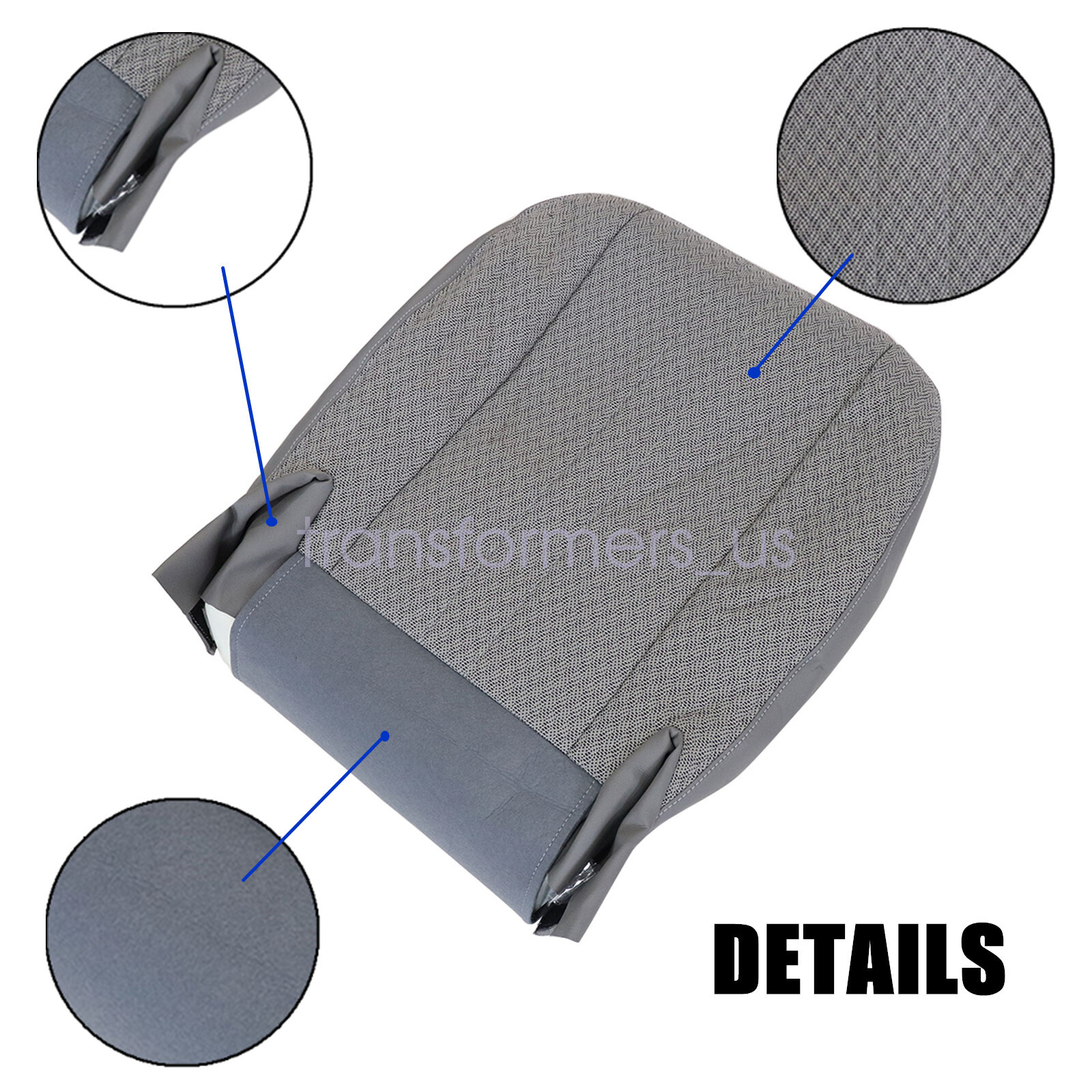For 2003-2014 Chevy Express Driver & Passenger Cloth Seat Cover & Foam Cushion