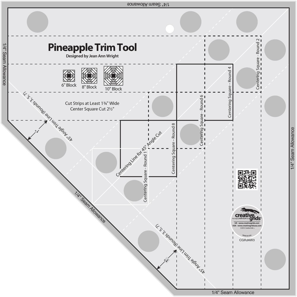Creative Grids Pineapple Trim Tool Sewing and Quilting Ruler CGRJAW3