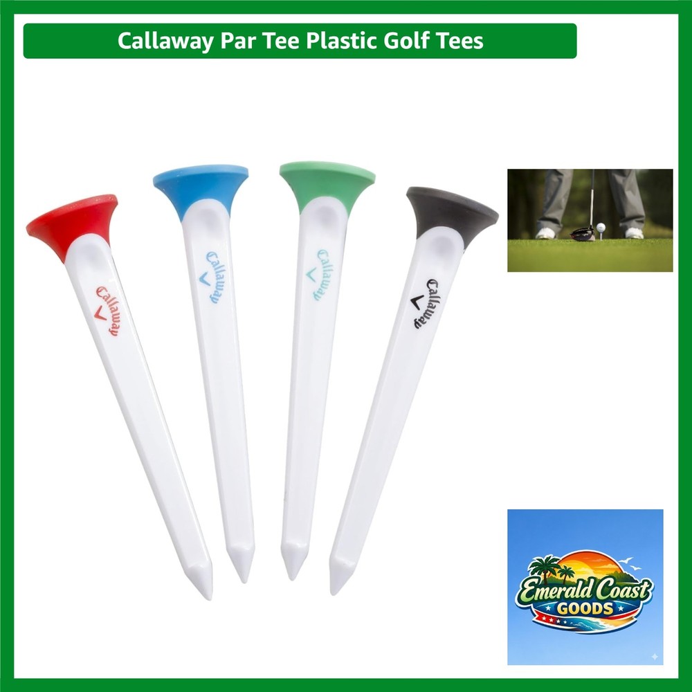 Multipurpose Golf Tees - 4 Pack with Rubberized Tops & Sharp Tips for Precision