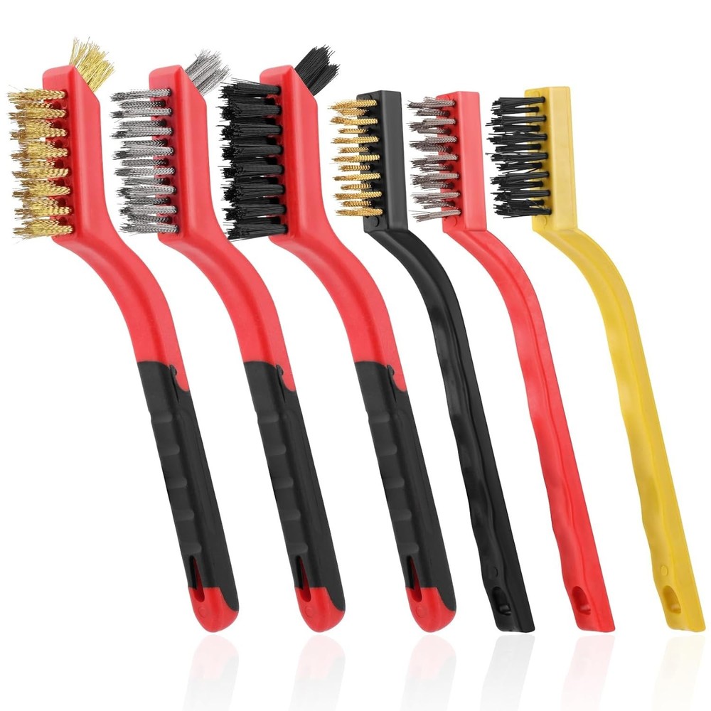 Durable Wire Brushes Set - 6 Pieces for Efficient Rust, Grease & Grime Removal