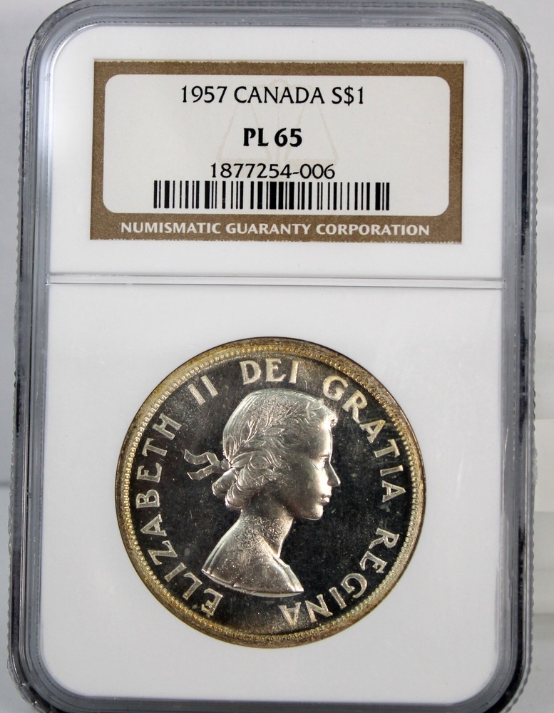 Canada, 1957 Silver Dollar - NGC Graded  Proof Like PL 65 !!