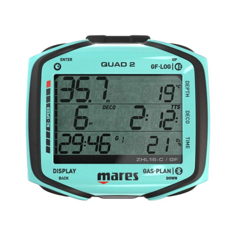 Mares QUAD 2 Wrist Dive Computer - Aqua - Large Screen 414152