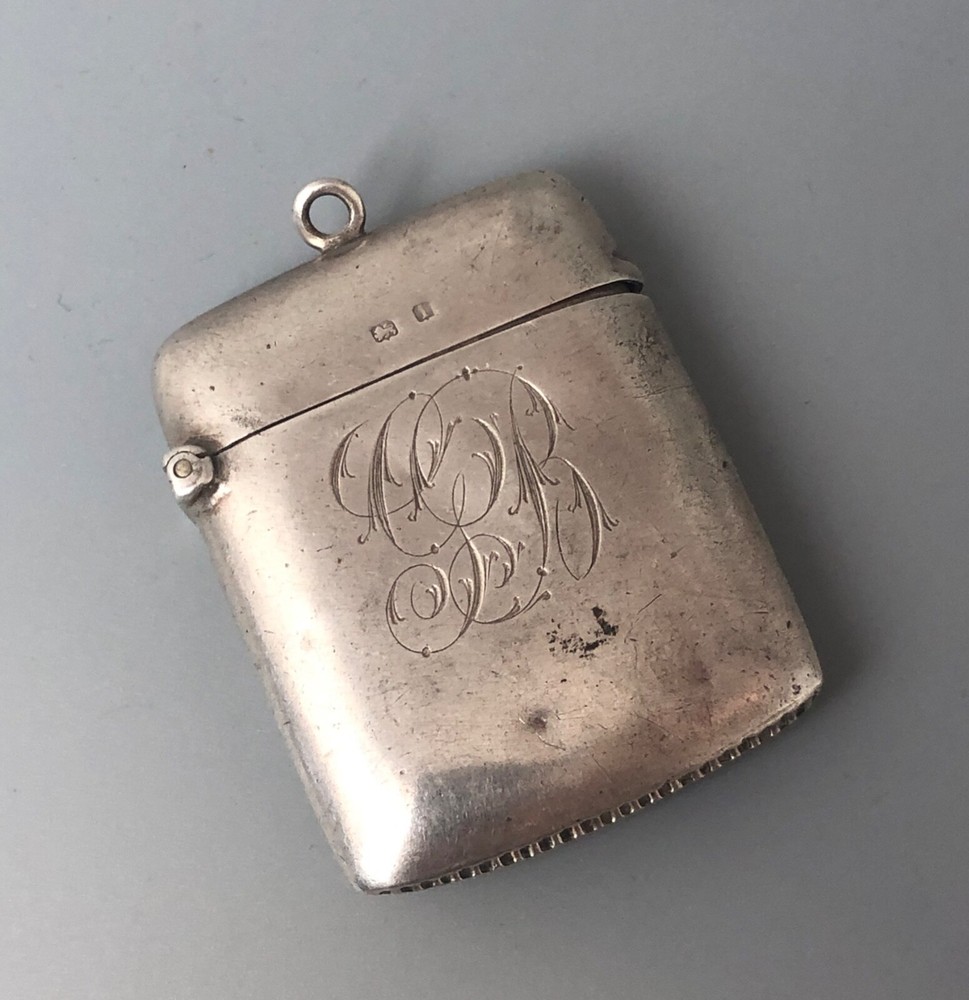 Edwardian Solid Silver Vesta Case N&D Birmingham 1908 BZX