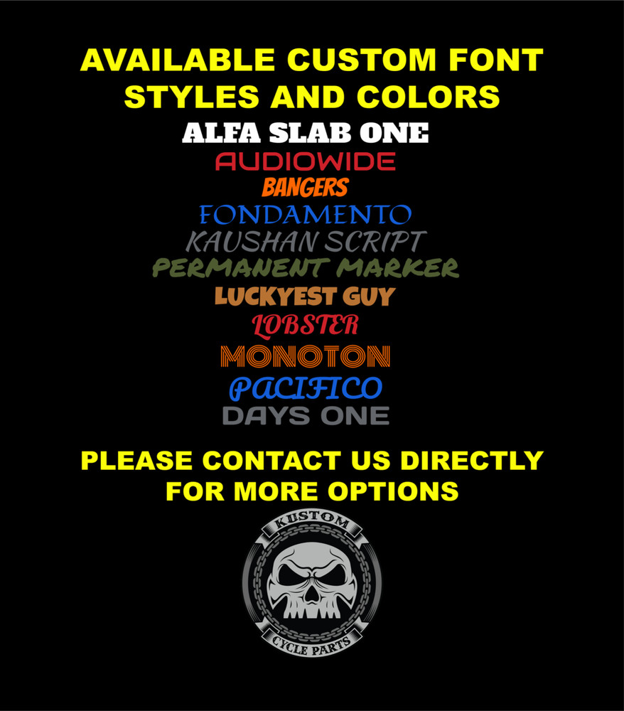Custom Text Front Fork Reflector Inserts Fits Harley Davidson. Sold in Pairs
