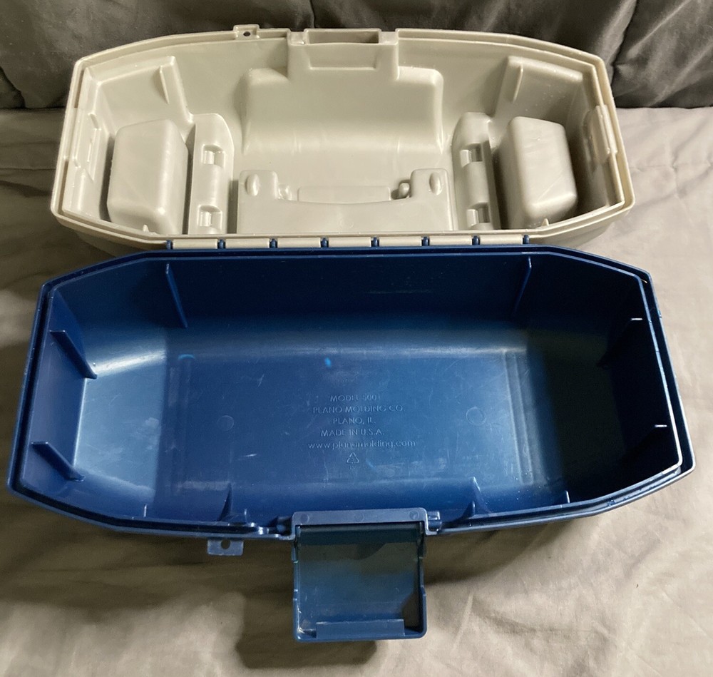 Laker Tackle Box With Side Compartments, Inner Tray, Blue & Gray