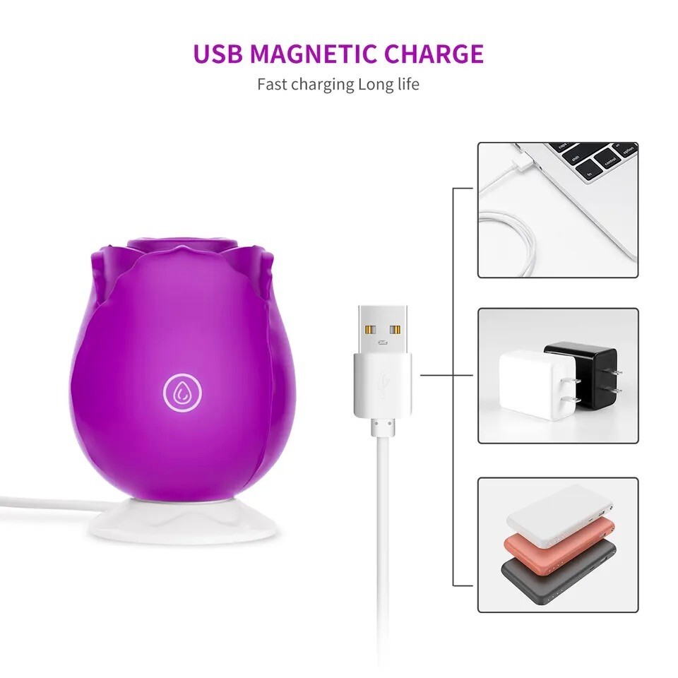 Rose Sucking Vibrator Clitoral G-spot Suction Thrusting Dildo Sex Toy 10 Speed