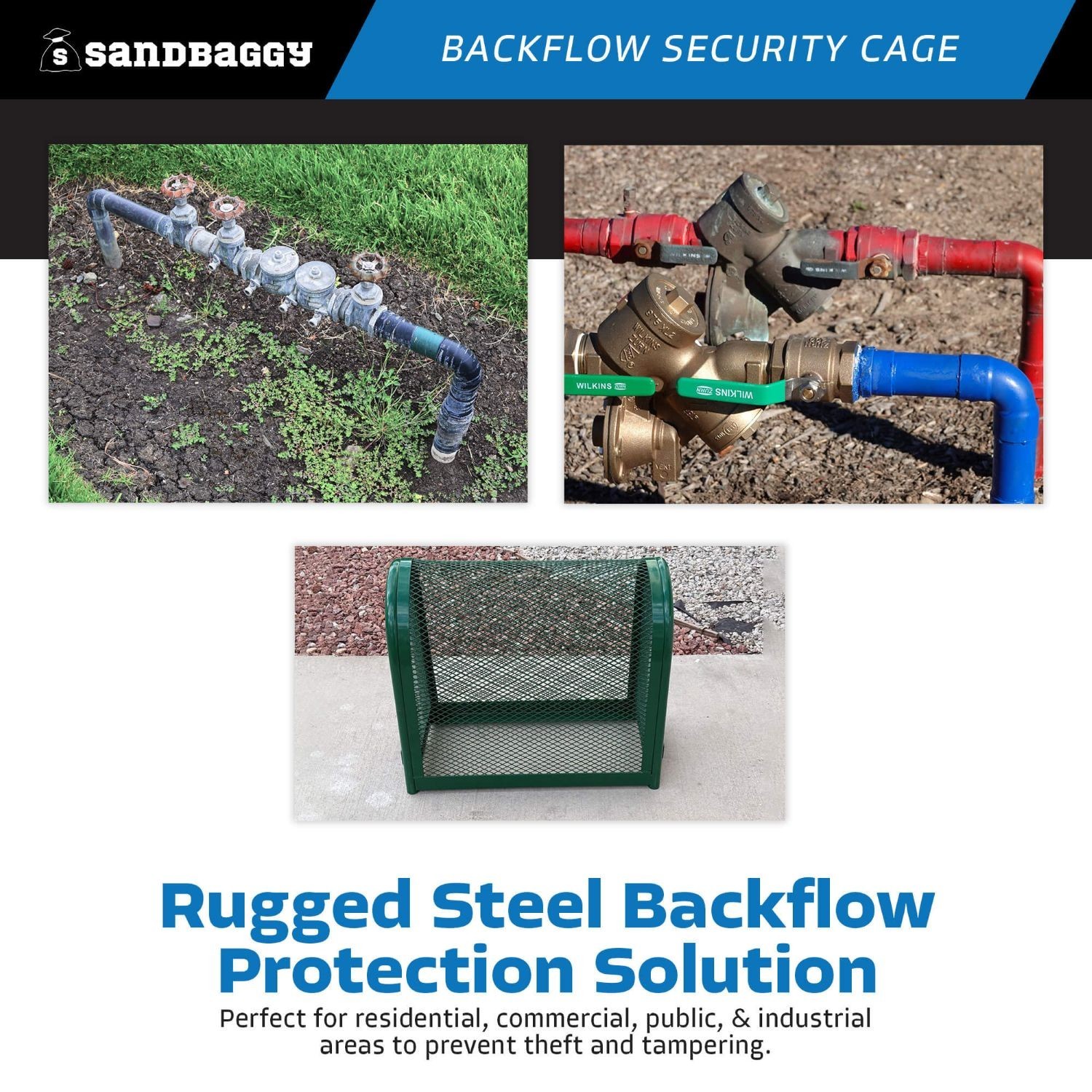 Sandbaggy Durable Backflow Security Cage – Backflow Preventer Enclosure