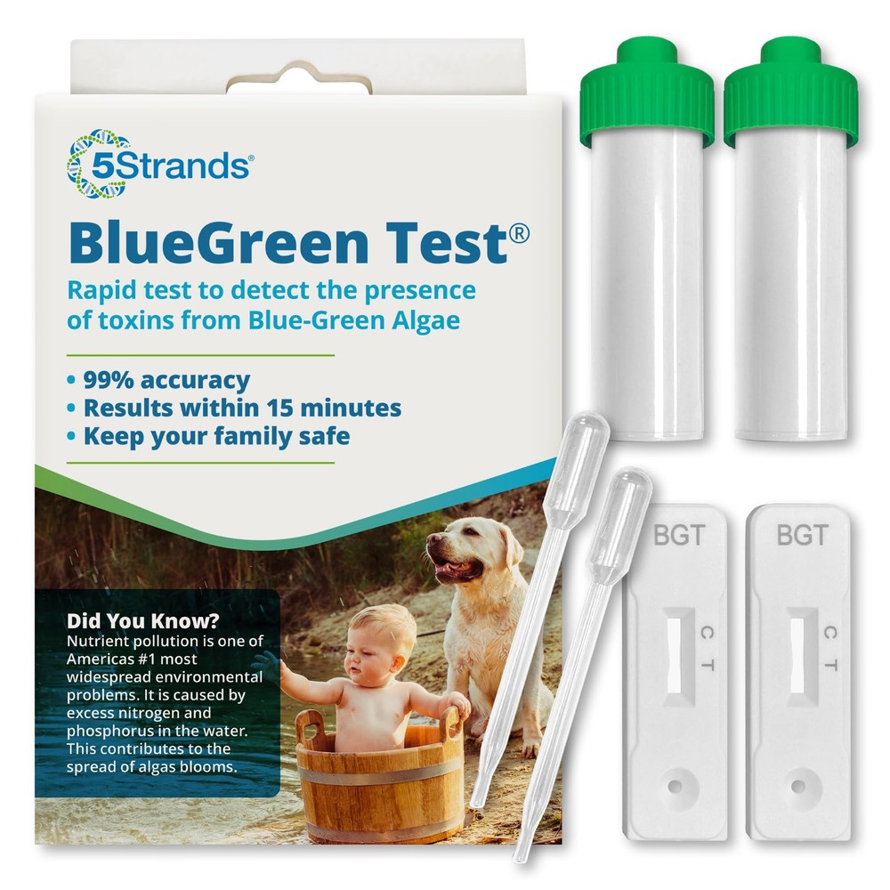 5Strands Blue Green Algae Test Kit 2 Pack, On Site Lake & Pond Water Testing
