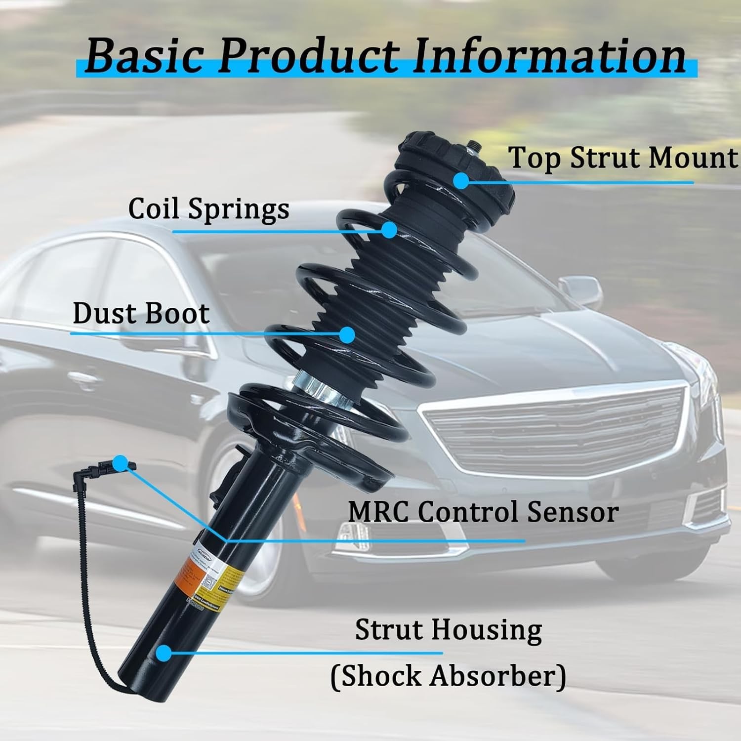 4Pcs Shocks Strut Assys Front and Rear for 2013-2019 Cadillac XTS with Electric