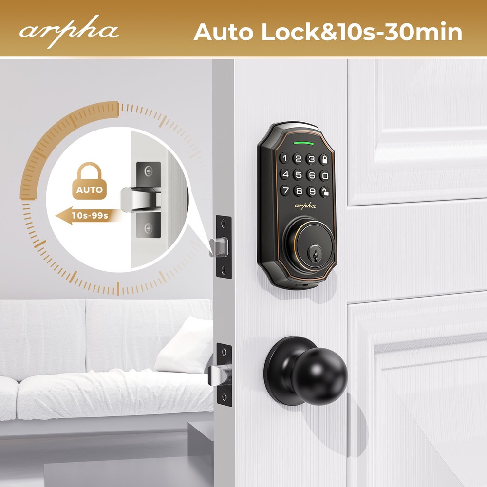 Keyless Entry Smart 100Code Door Lock Anti-Peeping Password Keypad Auto Deadbolt