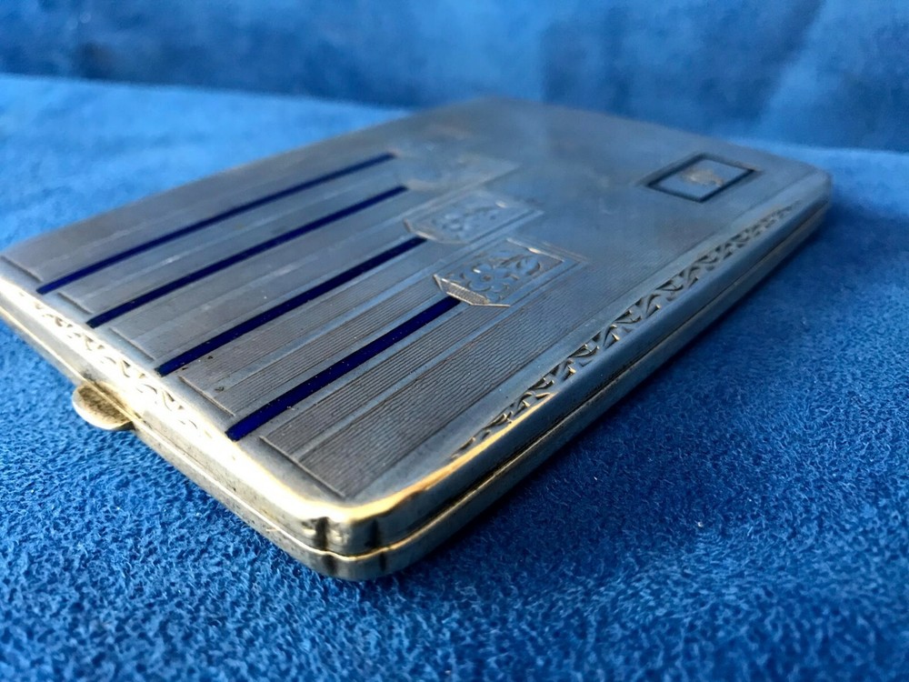 Antique Enamel on Sterling Silver Cigarette Case