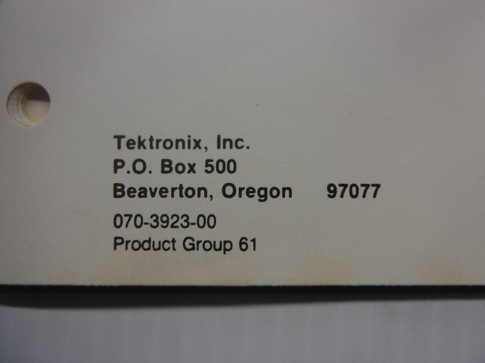 Tektronix 8500 Modular MDL Series 64K/128K Static Program Memory Manual