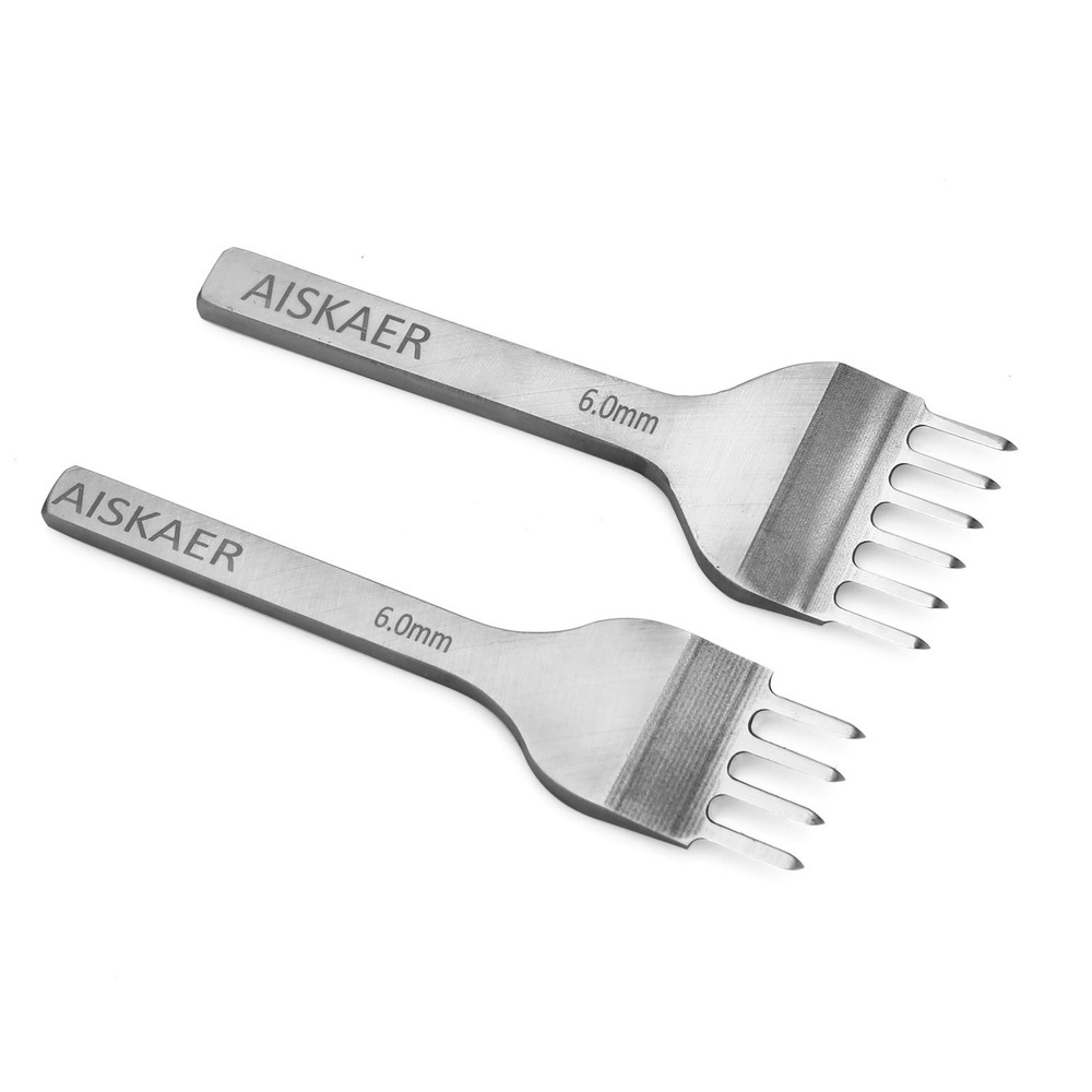 Aiskaer Leather Stitching Punch Set, Diamond Chisel Tools, 6mm 6mm, Silver