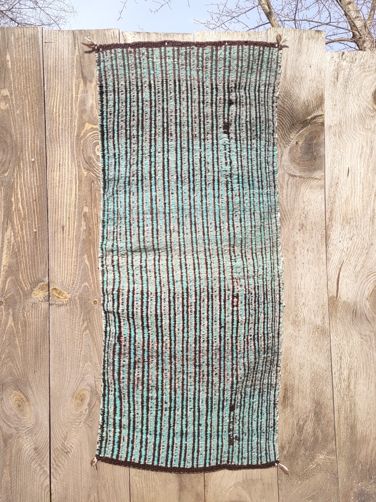 Navajo Rug Antique Native American Indian Twill Weaving Textile 1910 62 x 30