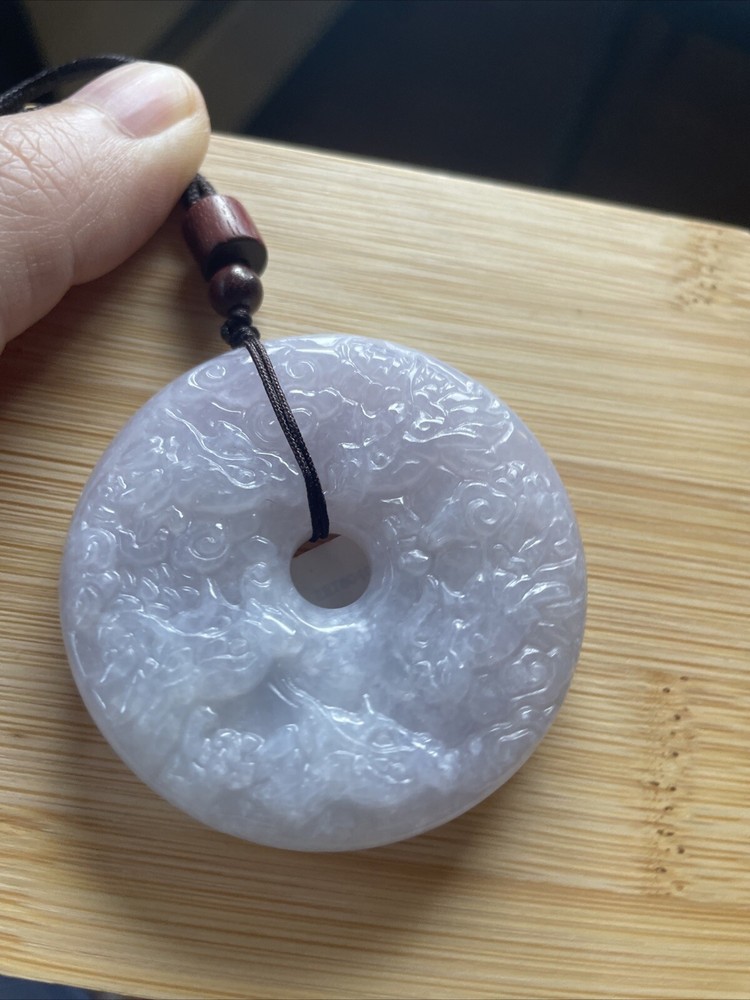 純天然翡翠A貨 老坑冰淡紫羅蘭 九龍平安環 帶國檢證書Genuine Grade A Burma Jade