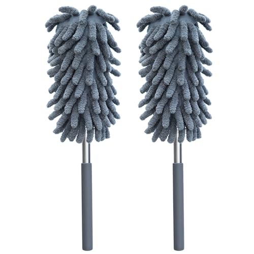 2 Pack Microfiber Duster for Cleaning, Washable Dusters, Extendable Pole, Up