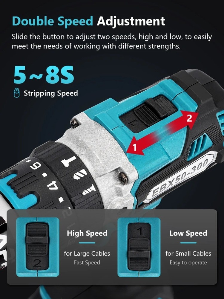 Battery Electric Cable Stripping Tool EXB50-300 Wire Quick Cutting Stripper