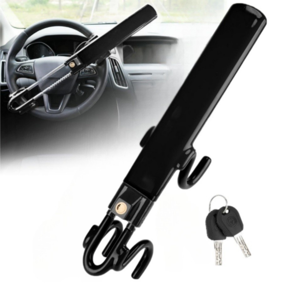 Heavy Duty Car Steering Wheel Lock Anti-Theft Security Device Universal + 2 Keys