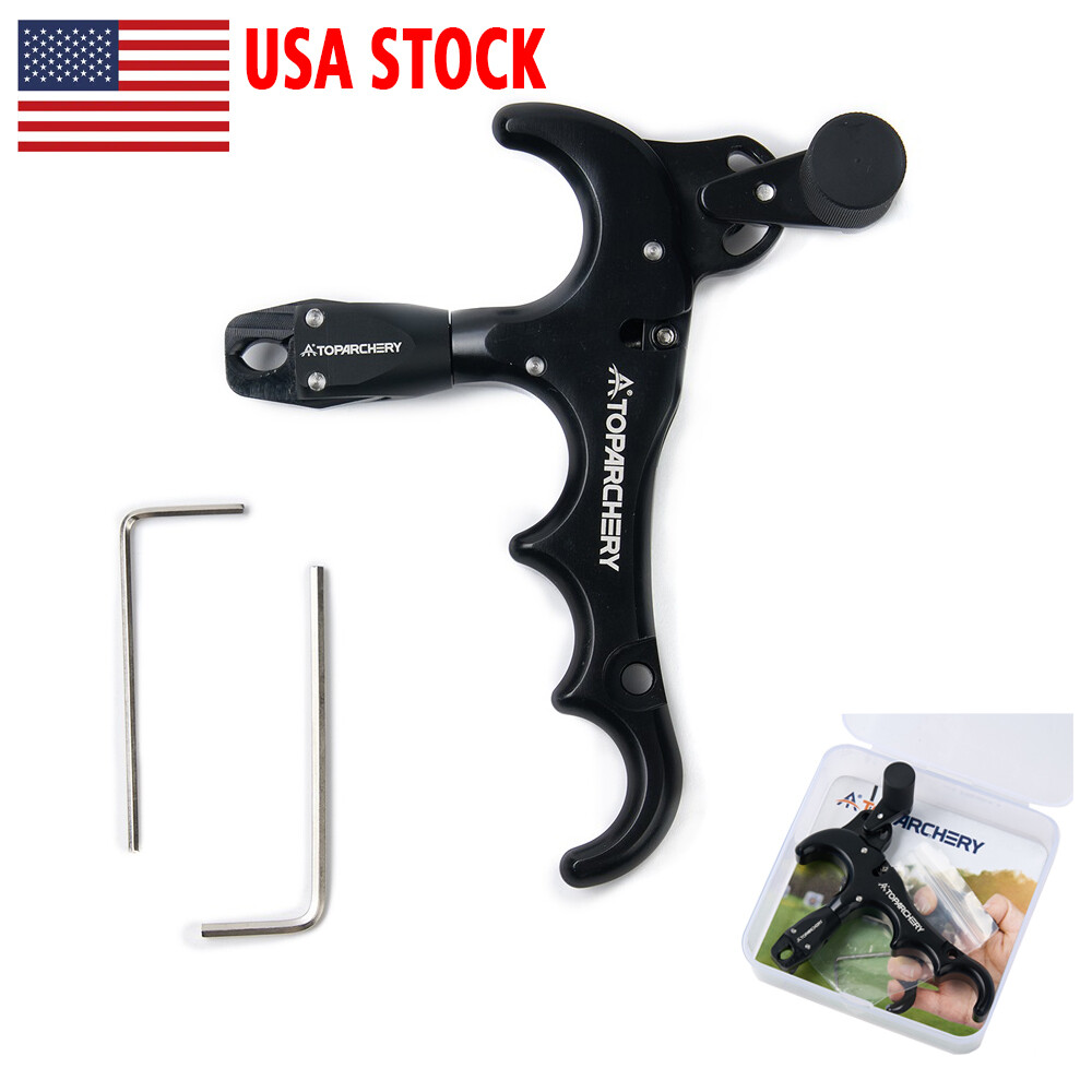360° Rotation 4 Finger Grip Adjustable Archery Compound Bow Thumb Release Aids