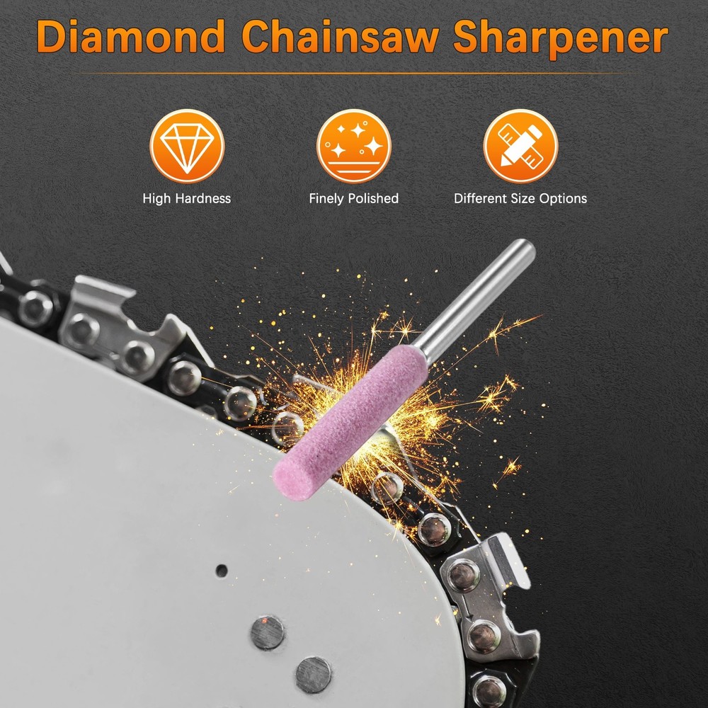 Chainsaw Sharpener with Box [18pcs] - Chainsaw Sharpening - [Pink- 3/16 Inch]