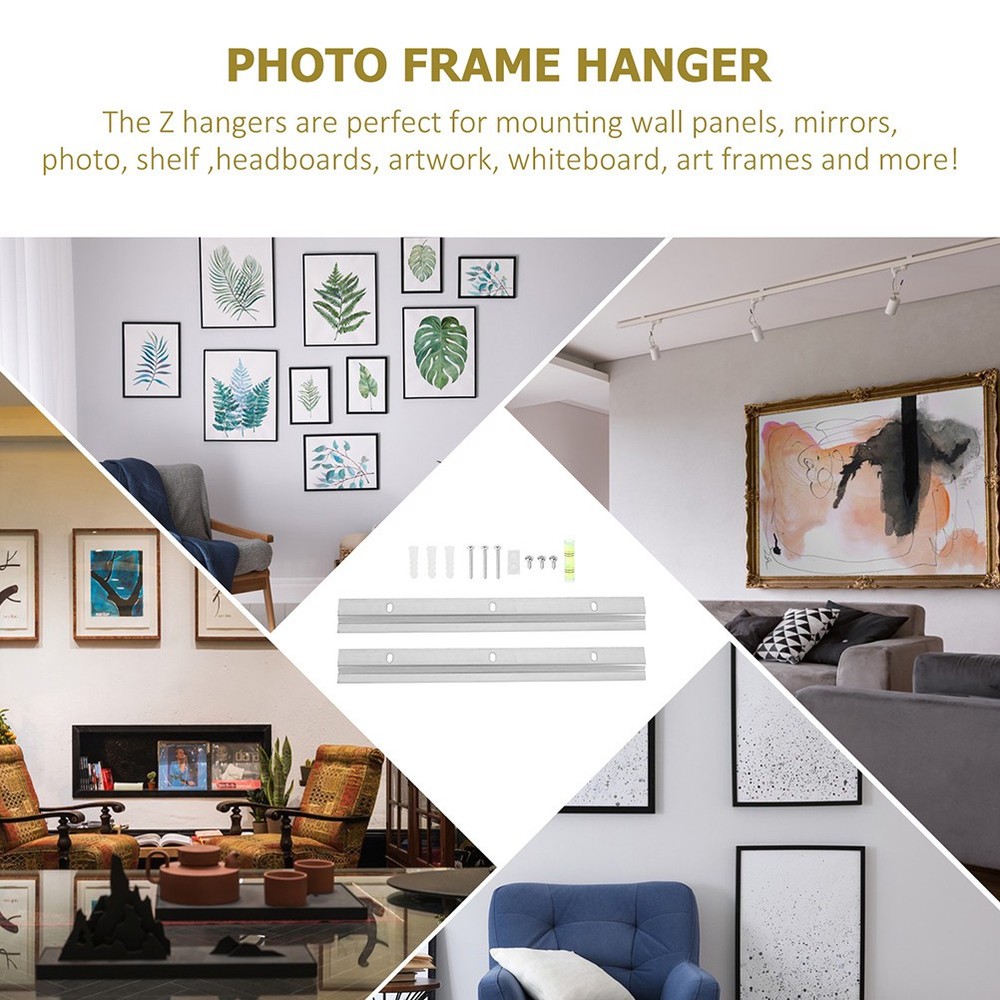 2 Sets Picture Hooks for Rail Wall Mounting Interlocking Brackets