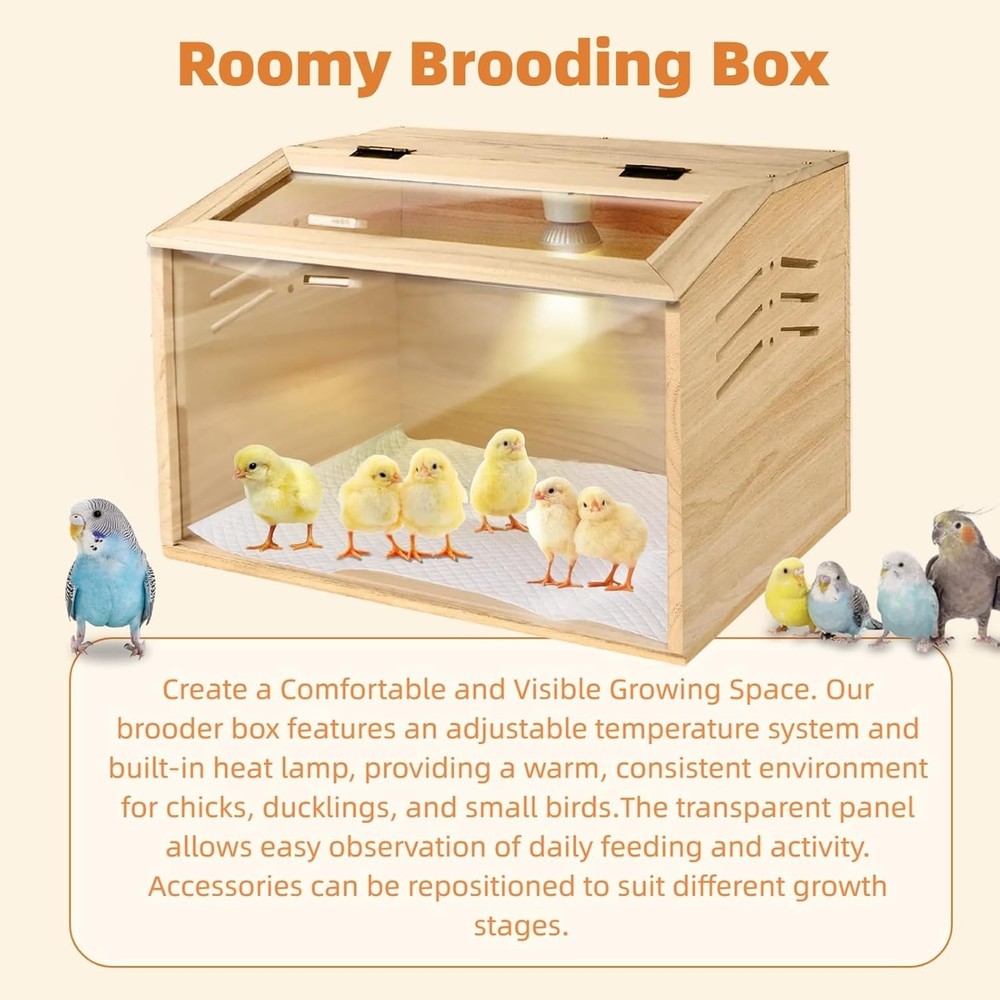 Brooder Box for Chicks, - Chicken Heater, Poultry Brooder with Heaters for