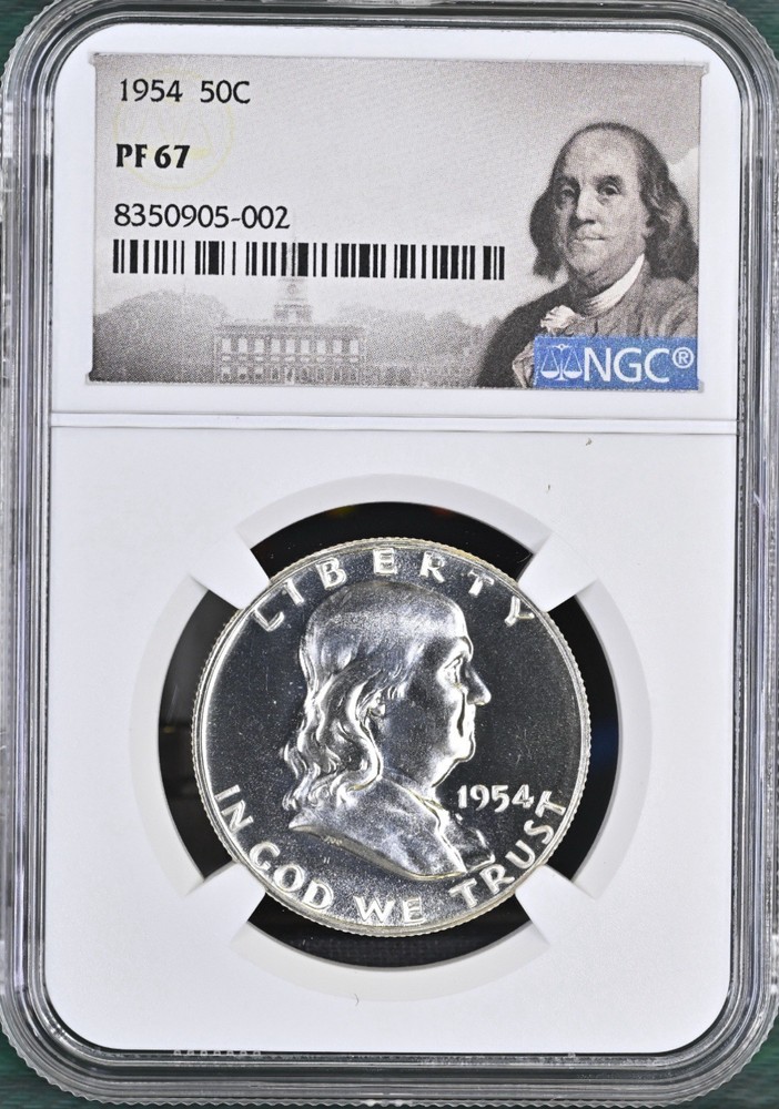 1954 Proof Franklin 50¢ NGC PF 67 (Benjamin Franklin Label)