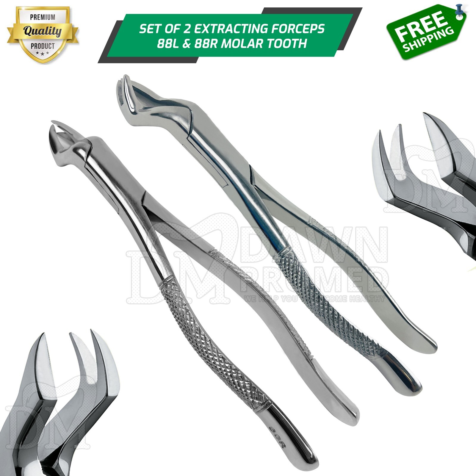 Dental Extracting Forceps 88L & 88R Molar Tooth Extraction Surgical German Grade