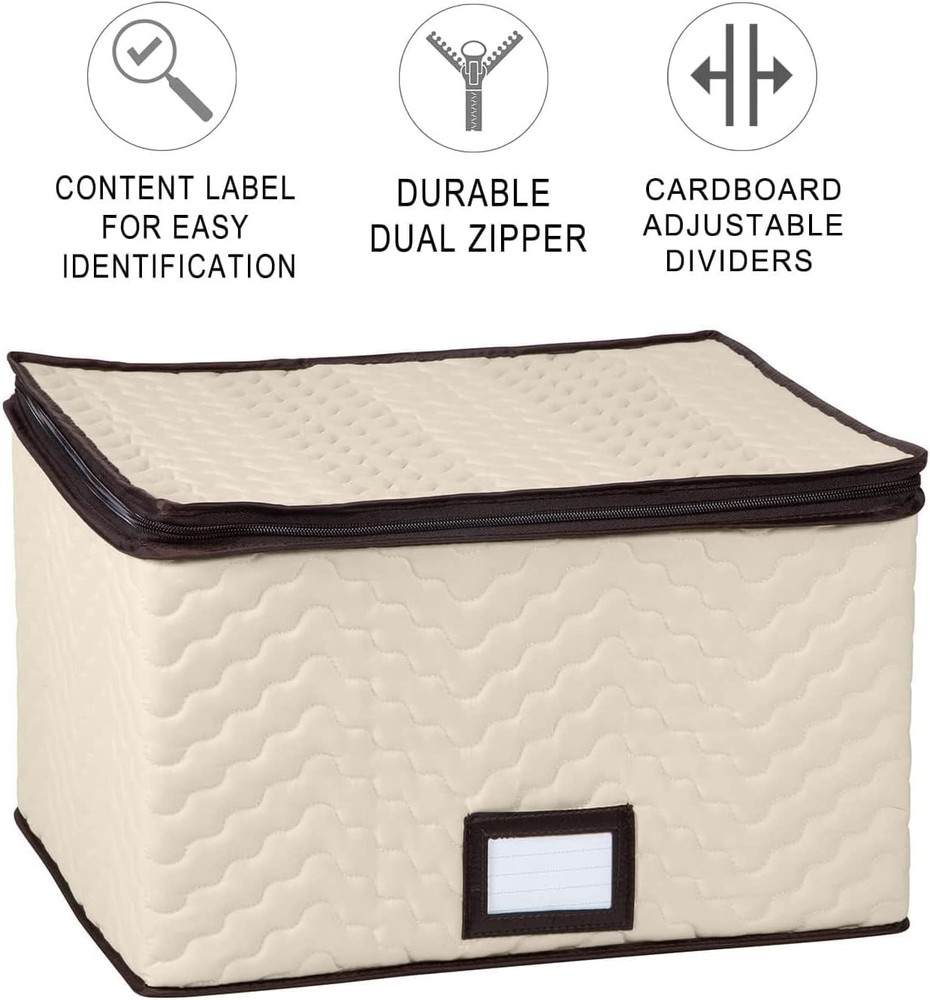 Elegant Stemware Storage Box - Quilted Microfiber, 12 Glass Capacity, Stackable