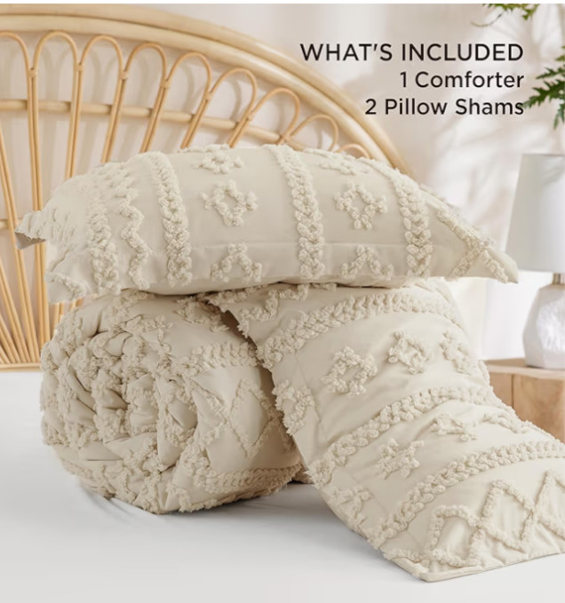 Bedsure Tufted Boho Comforter Set King Size - King, 01 - Beige - Elegant