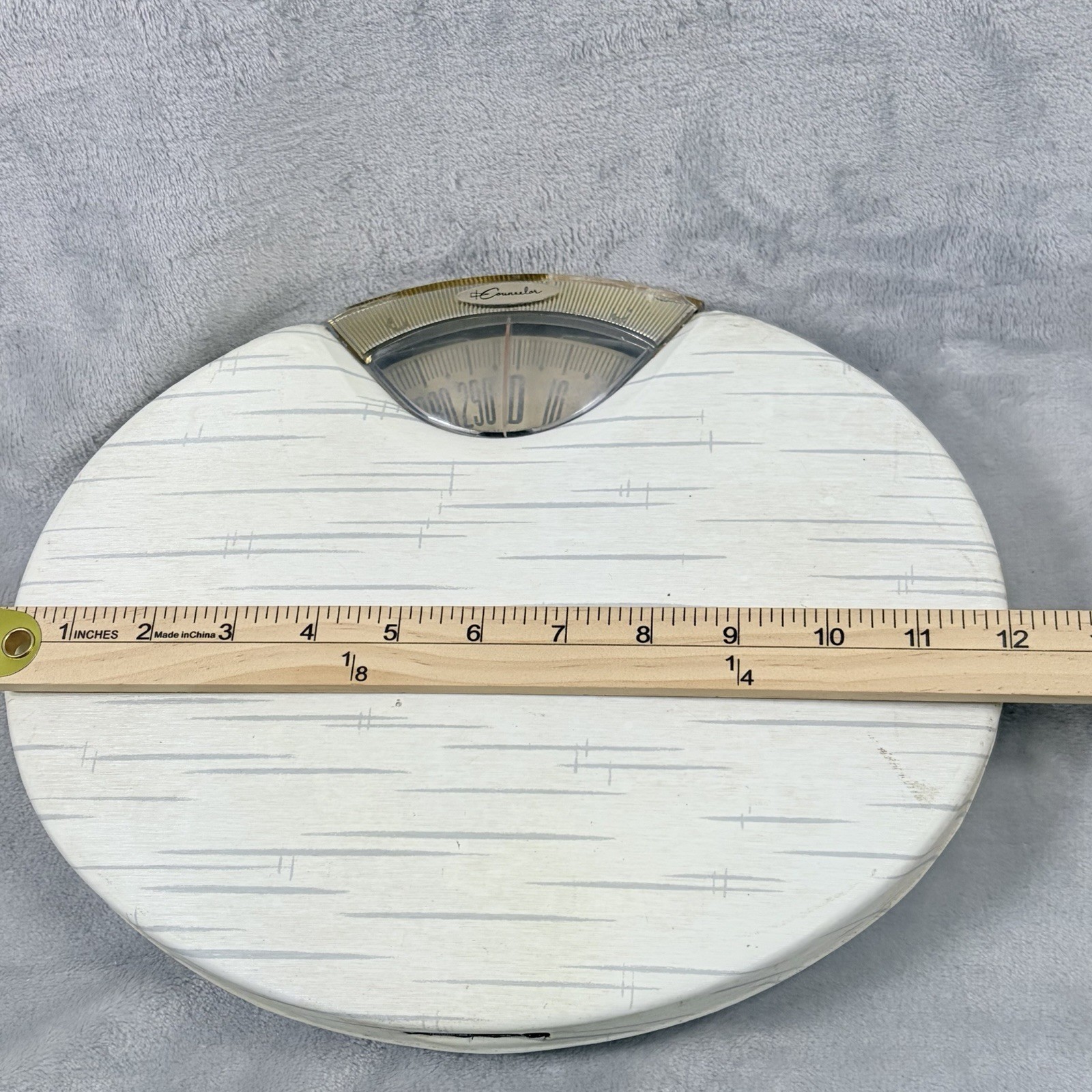 Vintage Counselor Bathroom Scale Atomic Starburst MCM White Gold Made in USA