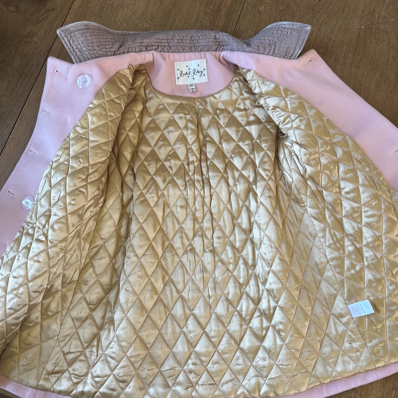 Rachel Riley Coat Girls Sz 5 Pink Long Sleeve Button Up Dress Coat Double Breast