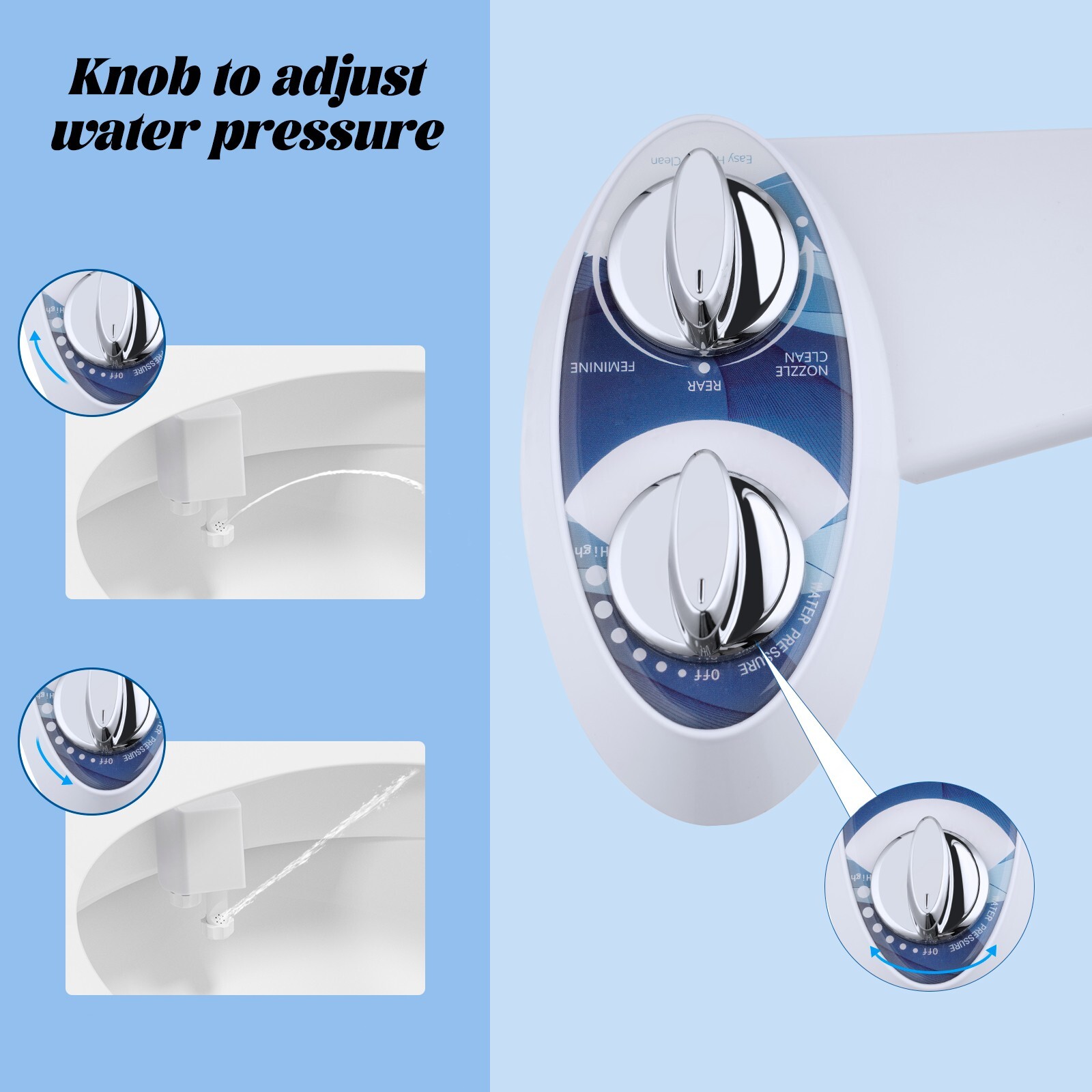 Bidet Fresh Water Spray Kit Non Electric Toilet Seat Attachment with Dual Nozzle
