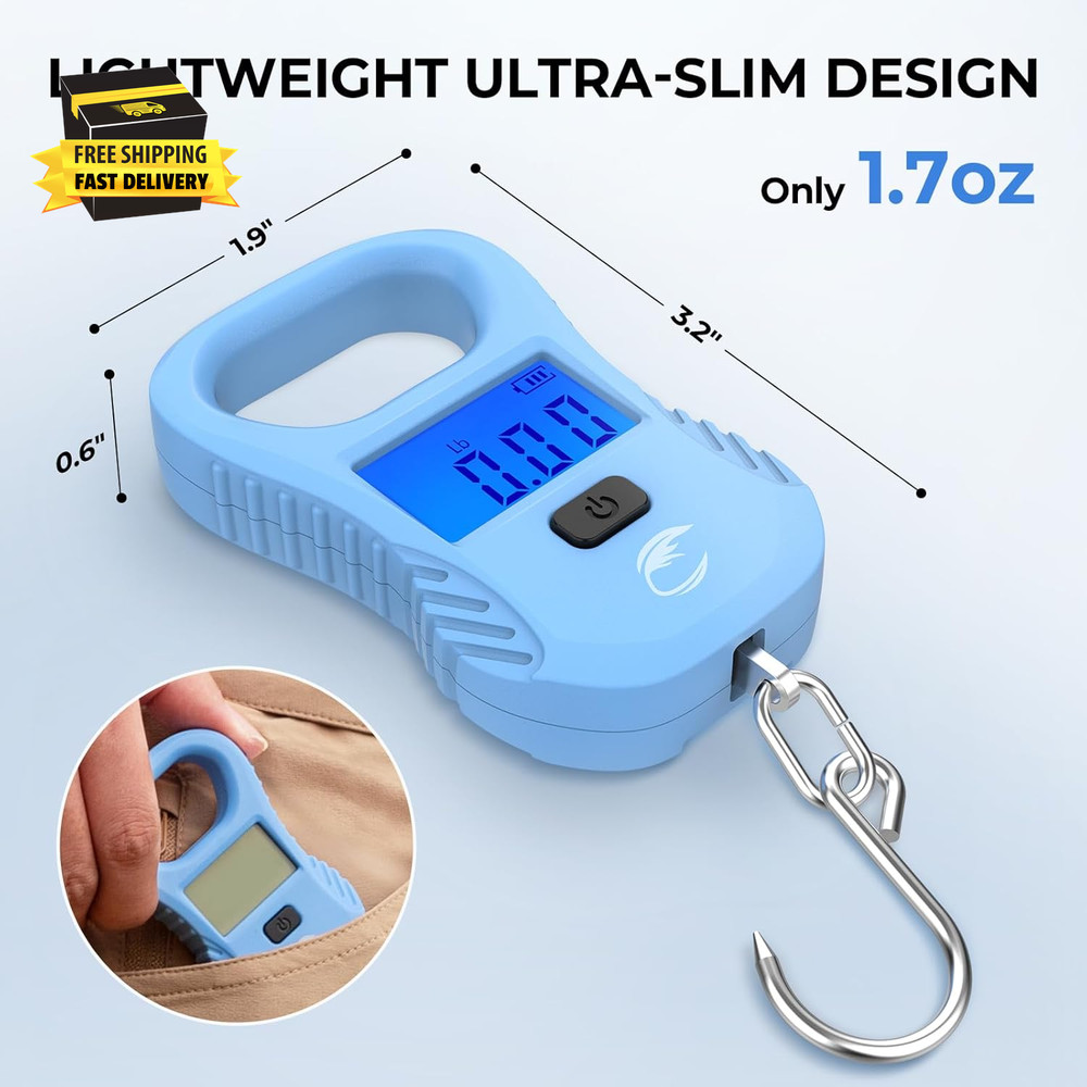 Lightweight Fish Scale, Rechargeable Digital Scale with USB Cable, 55Lb Capacity