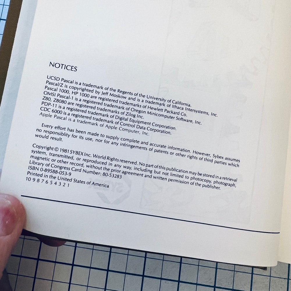 The Pascal Handbook SYBEX 1981 Jacques Tiberghien Vintage Computer Programming