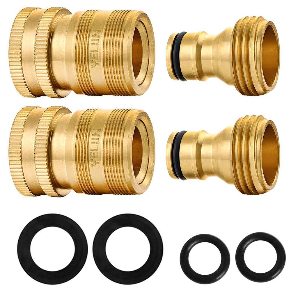 Garden Hose Quick Connect Solid Brass 3/4 inch GHT Internal Thread Quick Conn...