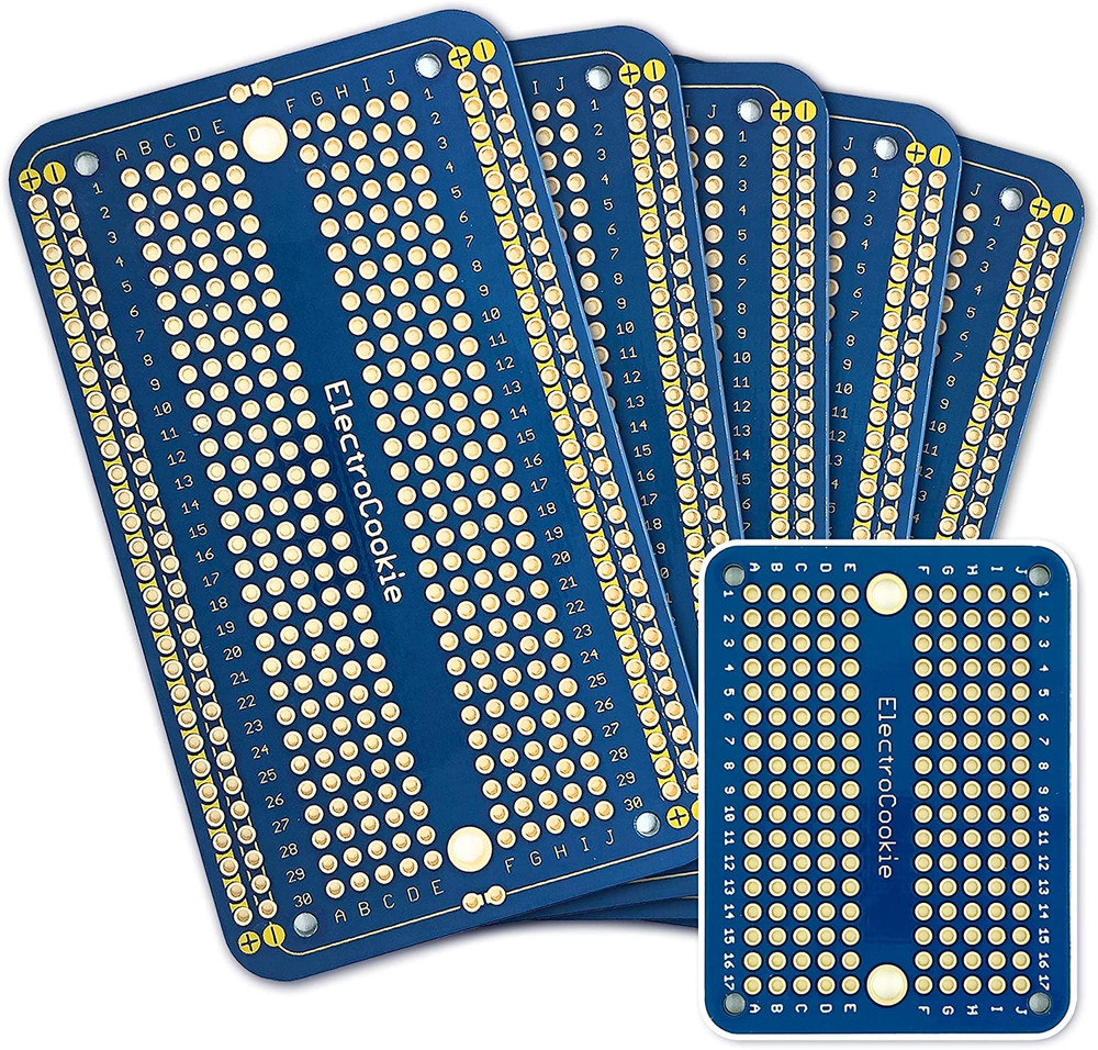 Electrocookie Solderable Breadboard PCB Board for Electronics Projects Compatibl