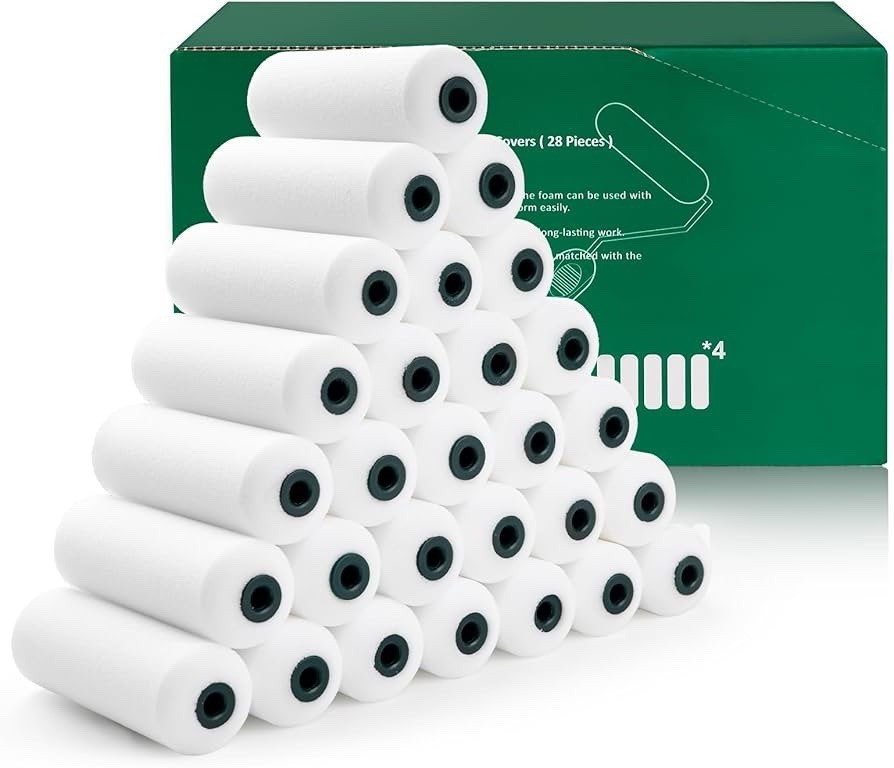 Foam Paint Roller, 28 Pack, 4 Inch Small Paint Roller Kit