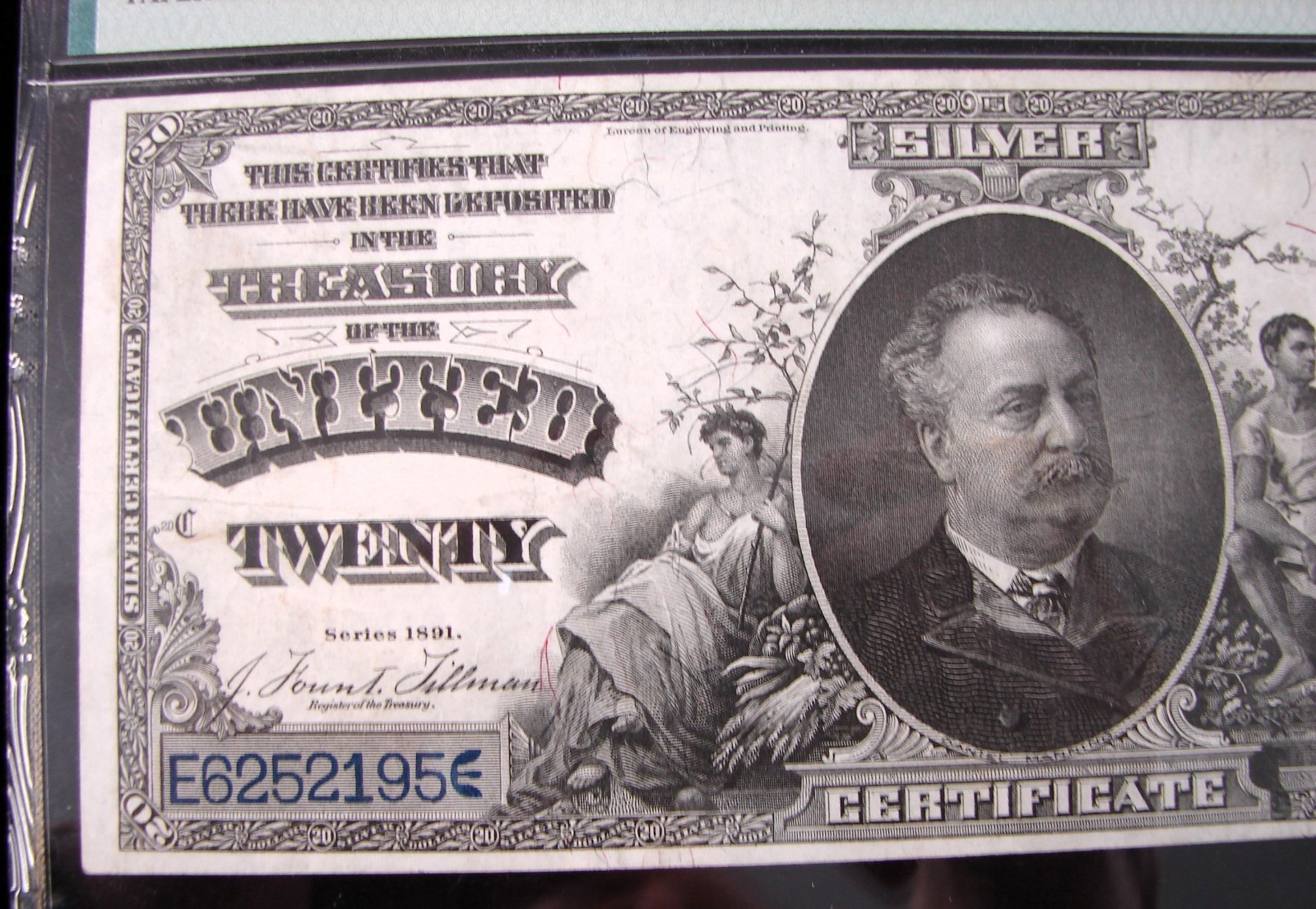*1891 $20.00 SILVER CERTIFICATE Fr#318 TILLMAN/MORGAN "SCARCE NOTE" - 30 PMG*