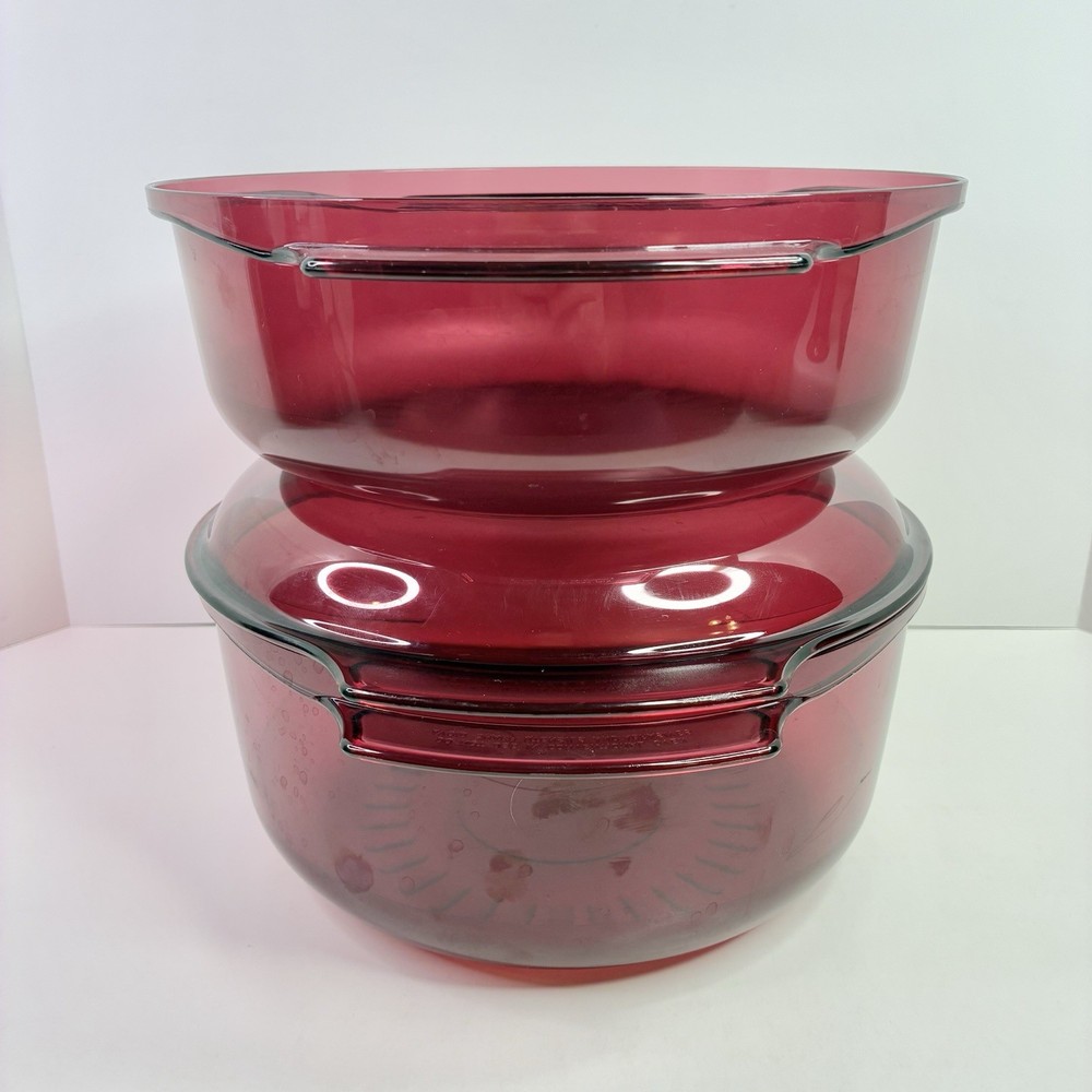 4 pc Tupperware Microwave Stack Cooker/Steamer Cranberry USA VTG *READ*