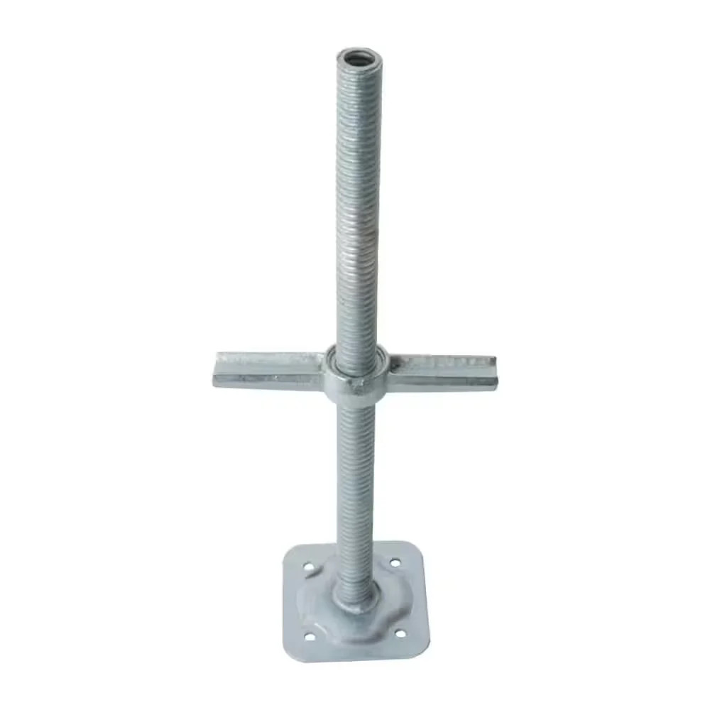 24 in Galvanized Adjustable Scaffold Leveling Jacks w/ Base Plate Wing Nut
