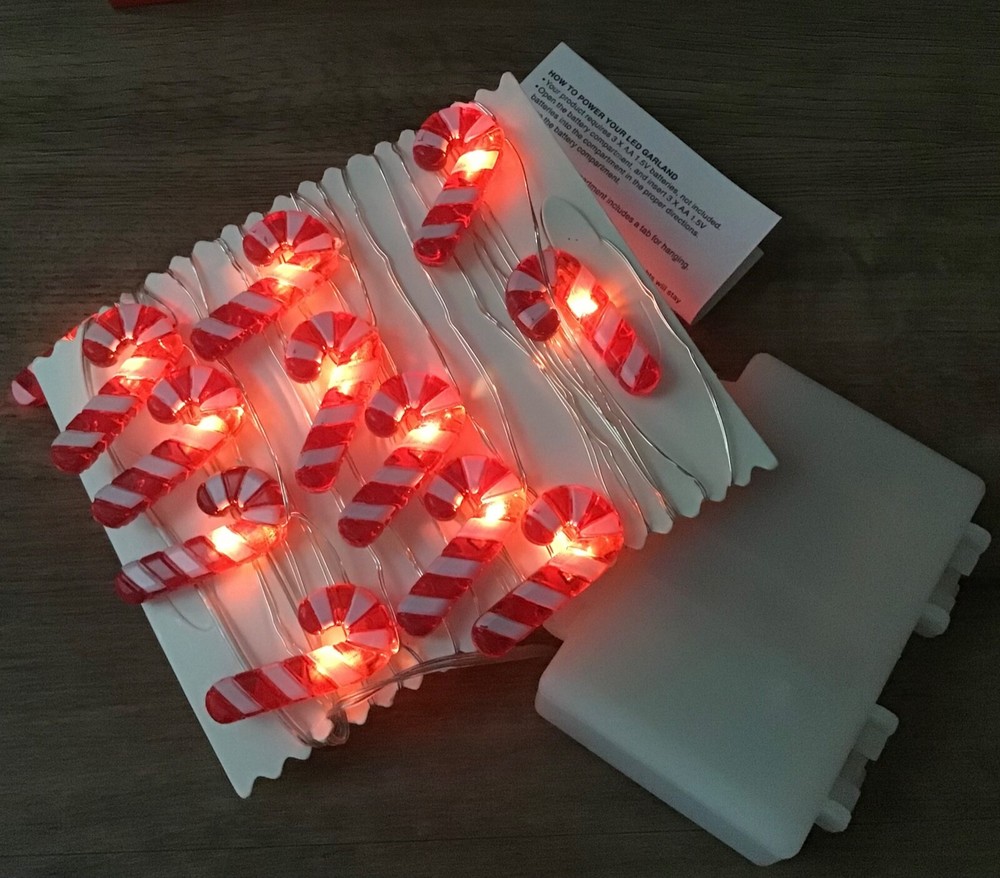 Manor Lane 20 CANDY CANE Shimmer String Lights 10ft Silver Metal String DEFECT