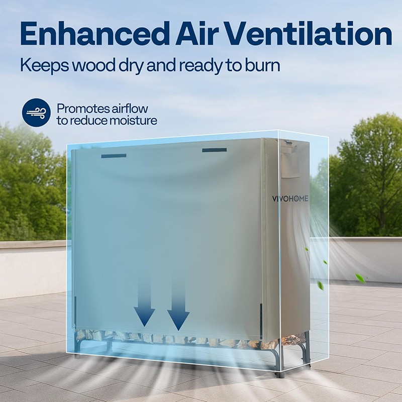 4FT Outdoor Firewood Rack with Cover Heavy Duty Firewood Holder 48''x13.8''x48''