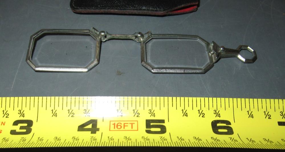 ANTIQUE STERLING SILVER LORGNETTE FOLDING OPERA GLASSES SPECTACLES