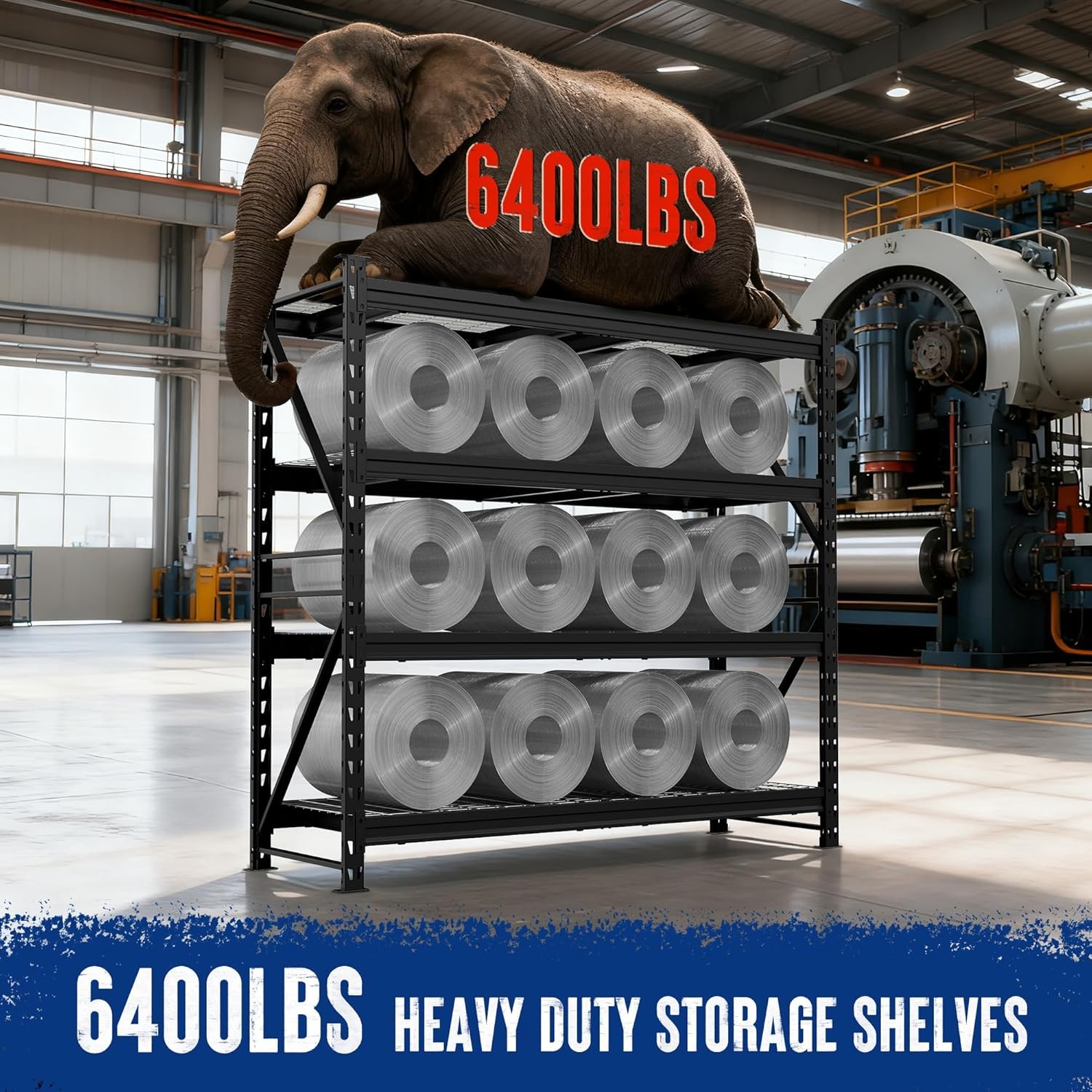 WORKPRO 77" 4-Tier Heavy Duty Storage Rack Industrial Shelving 6400LBS Capacity