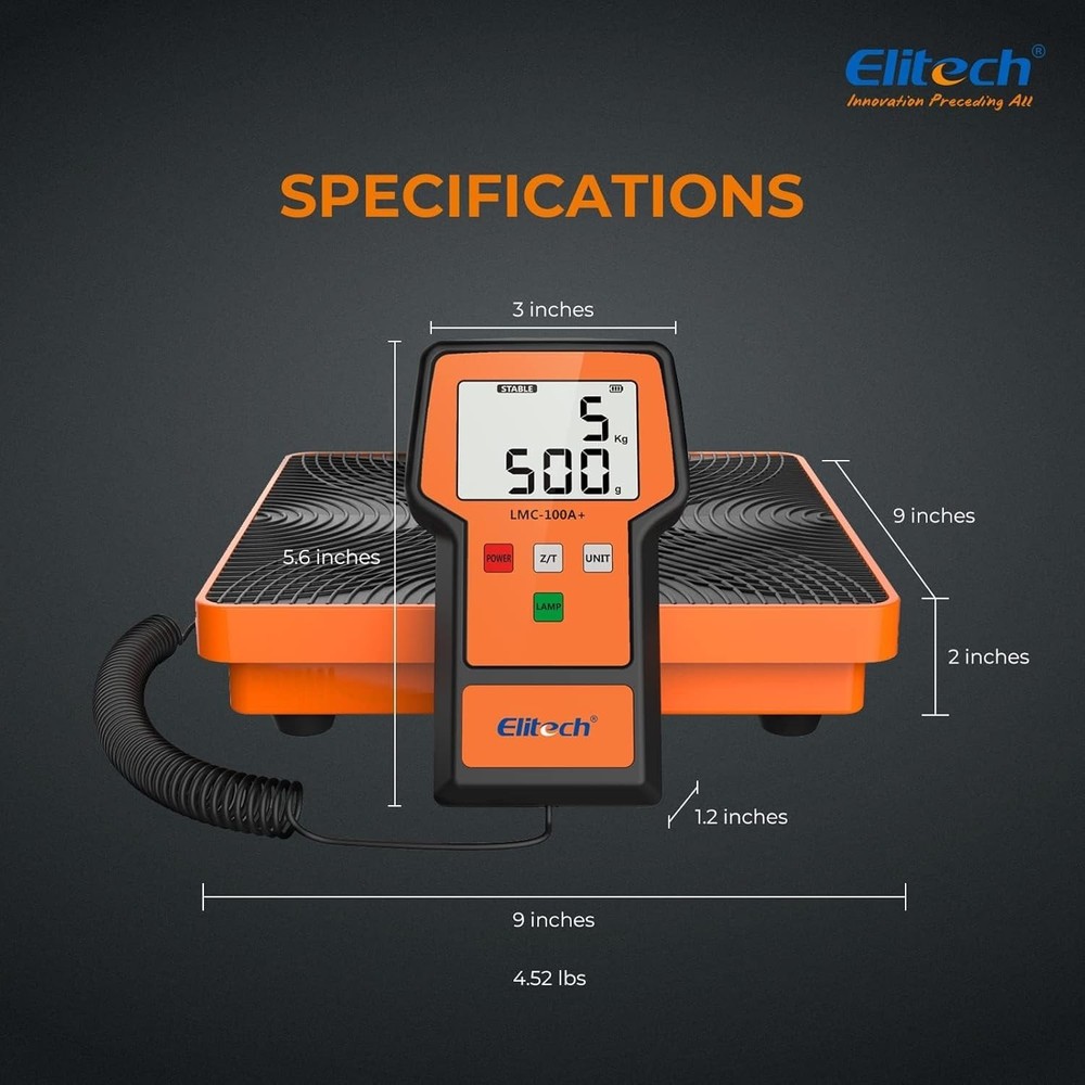Portable 220Lbs Freon Charging Scale with Extra Large Display & Expert Support